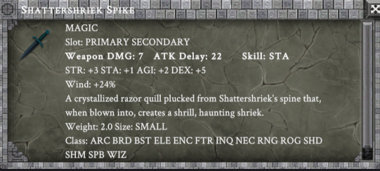 SHATTERSHRIEK SPIKE item card